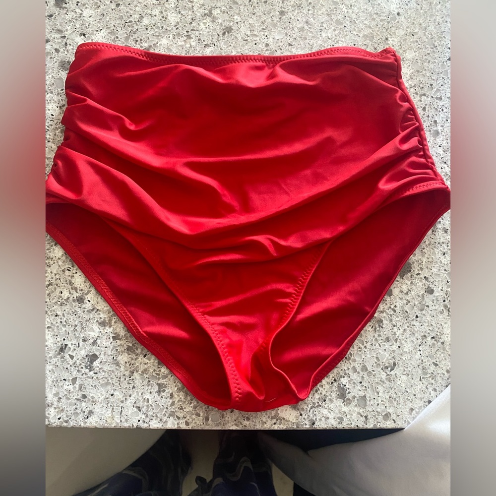 Unknown Brand. High waisted red bathing suit bottom.